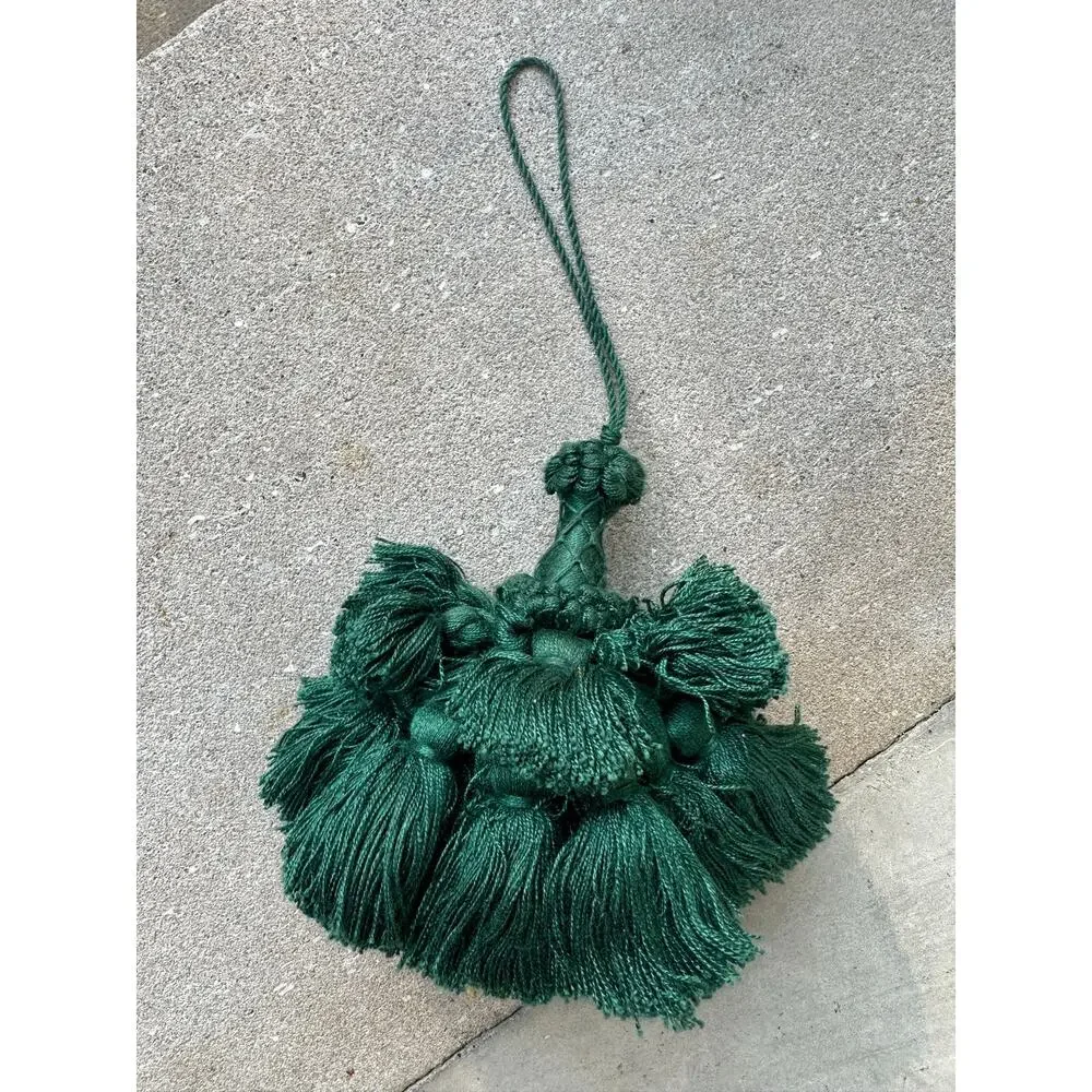 French Tassel Furniture Key Fob emerald Green Cotton *Shabby Chic Vintage